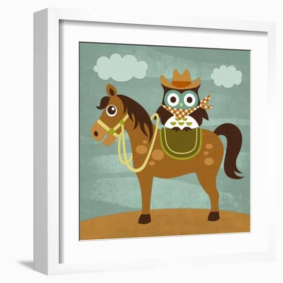 Cowboy Owl on Horse-Nancy Lee-Framed Art Print