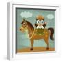 Cowboy Owl on Horse-Nancy Lee-Framed Art Print