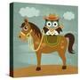 Cowboy Owl on Horse-Nancy Lee-Stretched Canvas