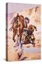 Cowboy Pursued by Indians.-Stanley L. Wood-Stretched Canvas