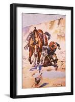 Cowboy Pursued by Indians.-Stanley L. Wood-Framed Giclee Print