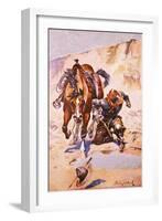 Cowboy Pursued by Indians.-Stanley L. Wood-Framed Giclee Print