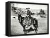 Cowboy Riding a Horse in Montana, USA, c. 1880-null-Framed Stretched Canvas