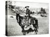 Cowboy Riding a Horse in Montana, USA, c. 1880-null-Stretched Canvas