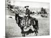 Cowboy Riding a Horse in Montana, USA, c. 1880-null-Stretched Canvas