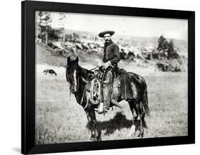 Cowboy Riding a Horse in Montana, USA, c. 1880-null-Framed Giclee Print