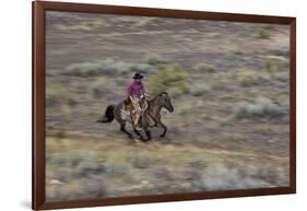 Cowboy Riding at Full Speed in Motion-Terry Eggers-Framed Photographic Print