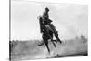 Cowboy riding Bronco in Burns, OR Rodeo Photograph - Burns, OR-Lantern Press-Stretched Canvas