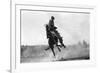 Cowboy riding Bronco in Burns, OR Rodeo Photograph - Burns, OR-Lantern Press-Framed Premium Giclee Print