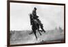 Cowboy riding Bronco in Burns, OR Rodeo Photograph - Burns, OR-Lantern Press-Framed Art Print