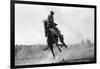 Cowboy riding Bronco in Burns, OR Rodeo Photograph - Burns, OR-Lantern Press-Framed Art Print