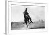 Cowboy riding Bronco in Burns, OR Rodeo Photograph - Burns, OR-Lantern Press-Framed Art Print