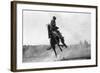 Cowboy riding Bronco in Burns, OR Rodeo Photograph - Burns, OR-Lantern Press-Framed Art Print