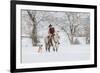 Cowboy riding his horse in winter, Hideout Ranch, Shell, Wyoming.-Darrell Gulin-Framed Photographic Print