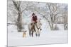 Cowboy riding his horse in winter, Hideout Ranch, Shell, Wyoming.-Darrell Gulin-Mounted Photographic Print