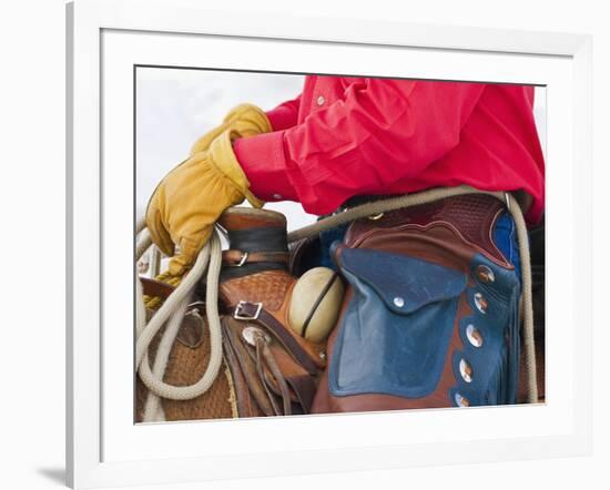 Cowboy Riding Horse, Shell, Wyoming, USA-Terry Eggers-Framed Photographic Print