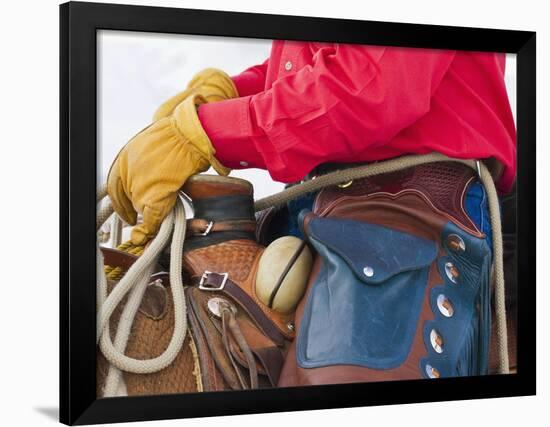 Cowboy Riding Horse, Shell, Wyoming, USA-Terry Eggers-Framed Photographic Print