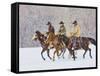 Cowboy Riding Horse, Shell, Wyoming, USA-Terry Eggers-Framed Stretched Canvas