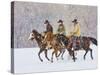 Cowboy Riding Horse, Shell, Wyoming, USA-Terry Eggers-Stretched Canvas