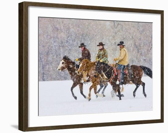 Cowboy Riding Horse, Shell, Wyoming, USA-Terry Eggers-Framed Photographic Print