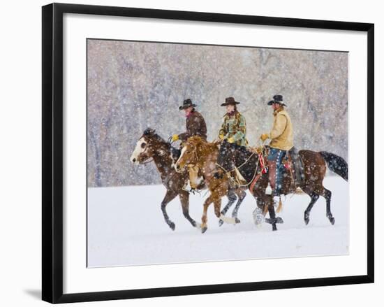 Cowboy Riding Horse, Shell, Wyoming, USA-Terry Eggers-Framed Photographic Print