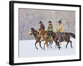 Cowboy Riding Horse, Shell, Wyoming, USA-Terry Eggers-Framed Photographic Print