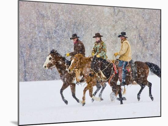 Cowboy Riding Horse, Shell, Wyoming, USA-Terry Eggers-Mounted Photographic Print