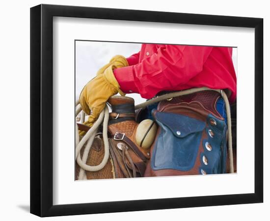 Cowboy Riding Horse, Shell, Wyoming, USA-Terry Eggers-Framed Photographic Print