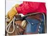 Cowboy Riding Horse, Shell, Wyoming, USA-Terry Eggers-Stretched Canvas