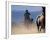 Cowboy Riding Horseback, Oregon, USA-William Sutton-Framed Photographic Print