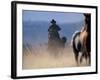 Cowboy Riding Horseback, Oregon, USA-William Sutton-Framed Photographic Print