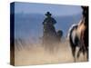 Cowboy Riding Horseback, Oregon, USA-William Sutton-Stretched Canvas