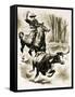 Cowboy Ropes a Steer from Horseback with a Lasso-Henry Charles Fox-Framed Stretched Canvas