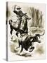 Cowboy Ropes a Steer from Horseback with a Lasso-Henry Charles Fox-Stretched Canvas