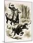 Cowboy Ropes a Steer from Horseback with a Lasso-Henry Charles Fox-Mounted Giclee Print