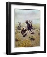 Cowboy Roping a Steer-Charles Marion Russell-Framed Premium Giclee Print