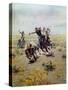 Cowboy Roping a Steer-Charles Marion Russell-Stretched Canvas