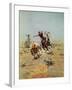 Cowboy Roping A Steer-Charles Marion Russell-Framed Art Print