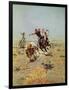 Cowboy Roping A Steer-Charles Marion Russell-Framed Art Print