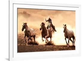 Cowboy roping Horses western-null-Framed Photo