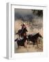 Cowboy Roping Horses-John Luke-Framed Photographic Print