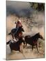 Cowboy Roping Horses-John Luke-Mounted Photographic Print