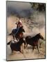 Cowboy Roping Horses-John Luke-Mounted Photographic Print