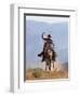 Cowboy Running with Rope Lassoo in Hand, Flitner Ranch, Shell, Wyoming, USA-Carol Walker-Framed Premium Photographic Print