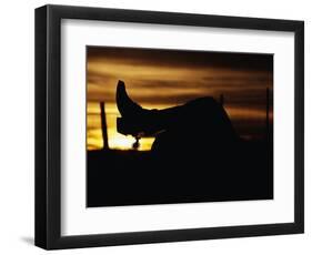 Cowboy's Boot and Spur Silhouetted at Sunrise-Darrell Gulin-Framed Photographic Print
