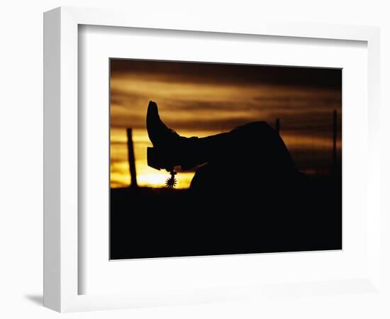 Cowboy's Boot and Spur Silhouetted at Sunrise-Darrell Gulin-Framed Photographic Print