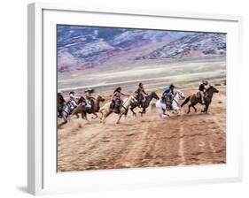 Cowboy's in Motion across the Field-Terry Eggers-Framed Photographic Print