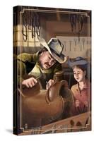 Cowboy Saddle Maker-Lantern Press-Stretched Canvas