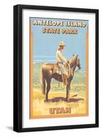 Cowboy (Side View) - Antelope Island State Park-Lantern Press-Framed Art Print