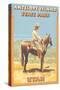 Cowboy (Side View) - Antelope Island State Park-Lantern Press-Stretched Canvas